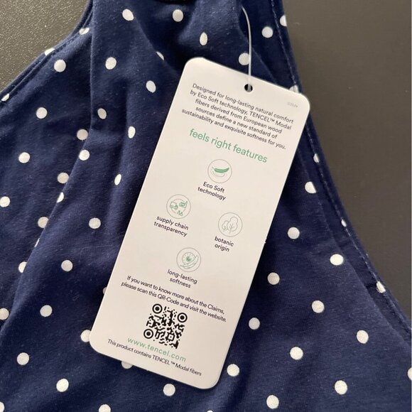 Lands End Women Sleeveless Dress Size 1X Navy Polka Dot Nautical Coastal Retro - Picture 8 of 13